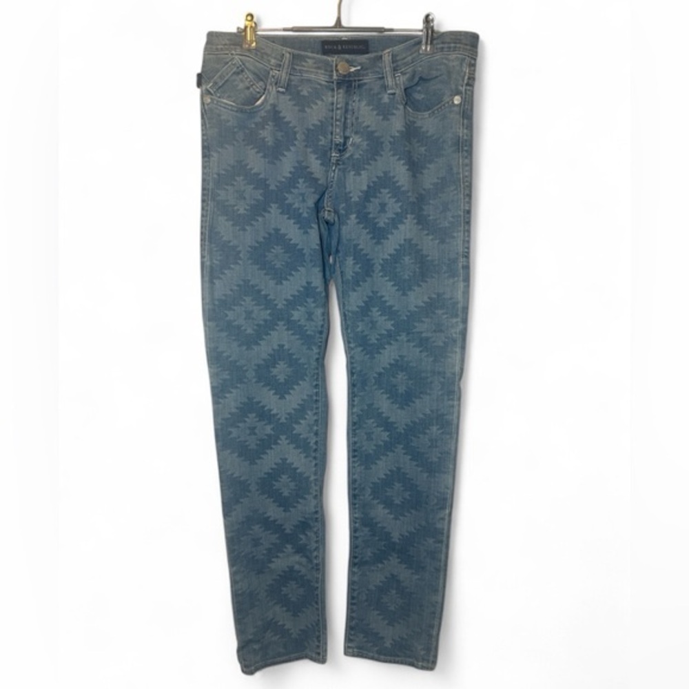 Rock & Republic Pants Womens 12 Blue Denim Jeans Berlin Straight Aztec Southwest